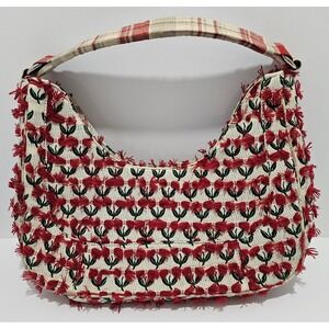 K.C. Malhan Red Plaid Straps Cherry Design Handbag Style#67